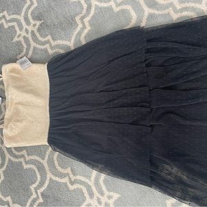 NWT Dress the Population Kady Cream Sequin and Black Tiered dress, Size Small